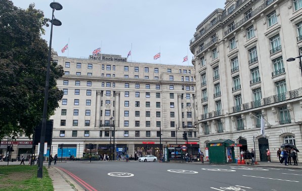 Flags flown at half mast on Hard Rock Hotel