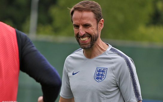 Gareth Southgate in an England shirt