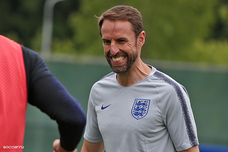 Gareth Southgate in an England shirt