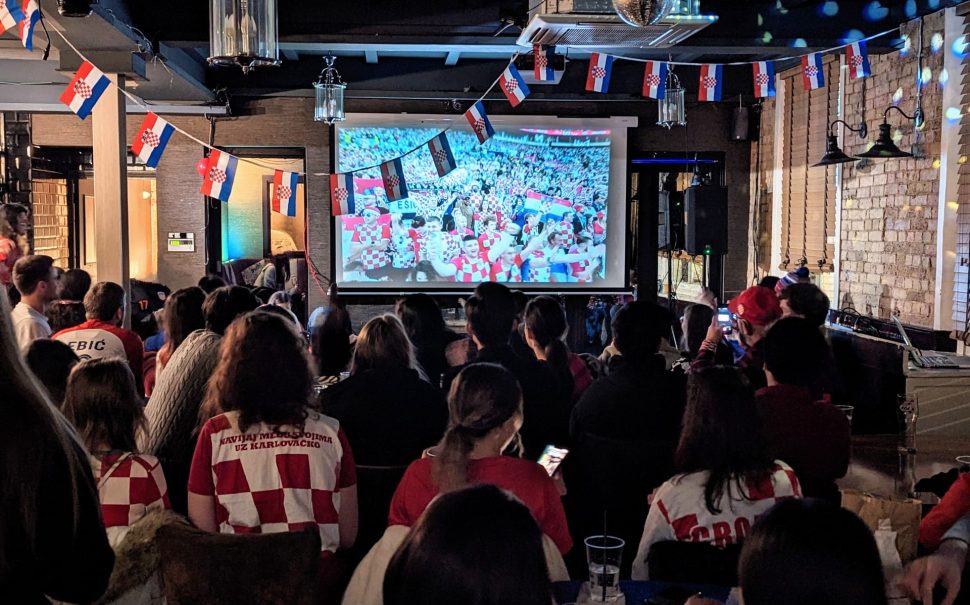 Croatian fans gathered in a bar to watch their team face Argentina in the World Cup semi final