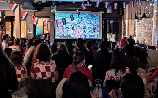 Croatian fans gathered in a bar to watch their team face Argentina in the World Cup semi final