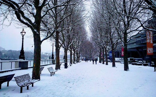 Snow by the south bank