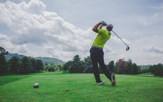 Golfer taking a swing