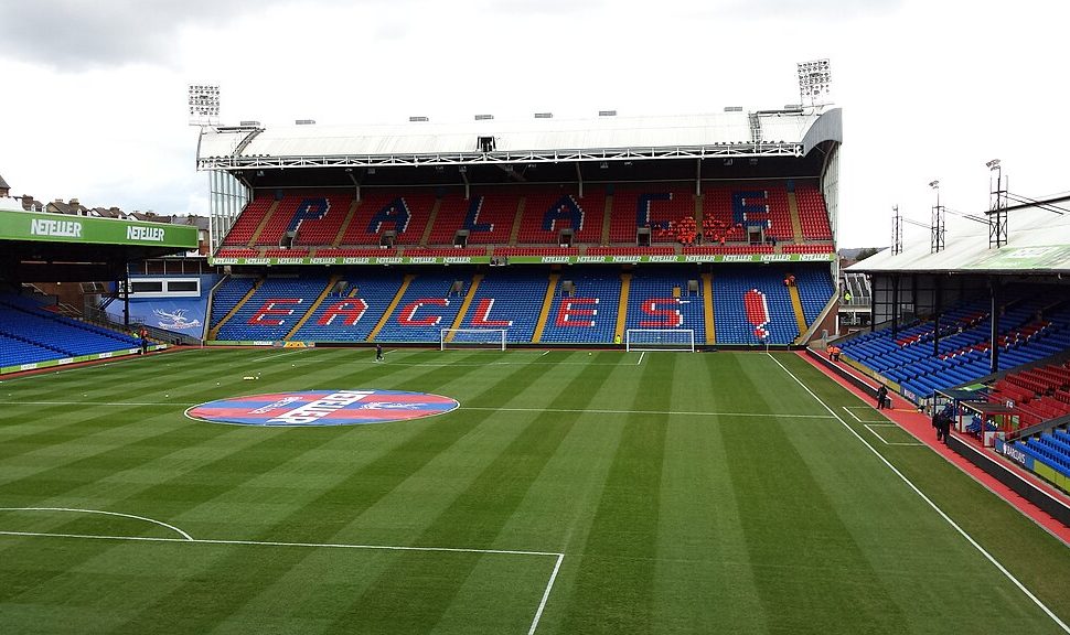 Photo of the holmesdale road stand from the executive boxes on the other side of the ground.