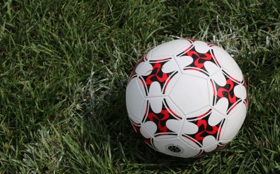 A football on grass