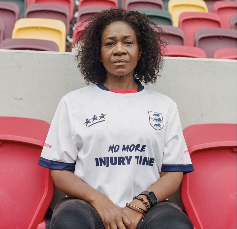 'No more injury time' campaign shirt design as part of the new campaign about domestic abuse ahead of the European Championship 2024