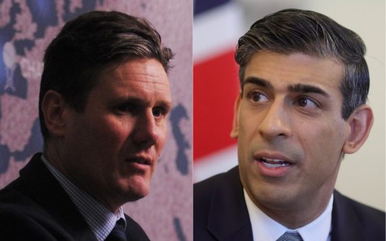 A composite image with Keir Starmer on the left side and Rishi Sunak on the right side.