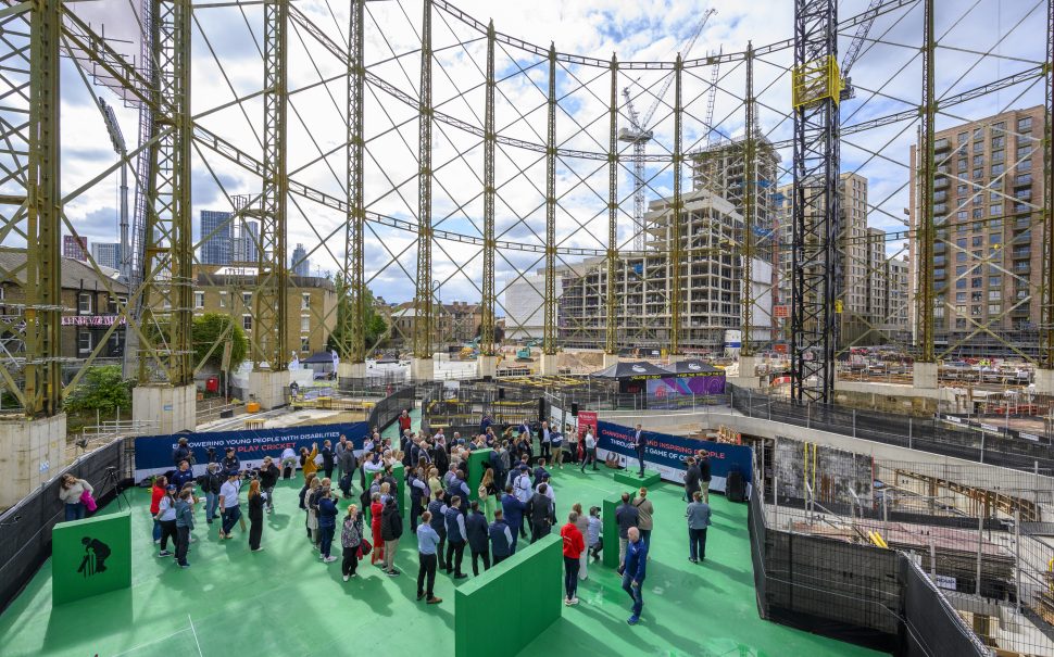 Oval gas holder hosts historic game of cricket, put on my Lord's Taverners