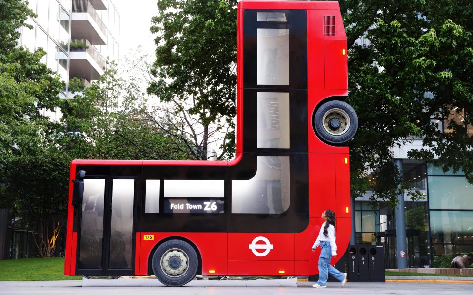 Folded London bus