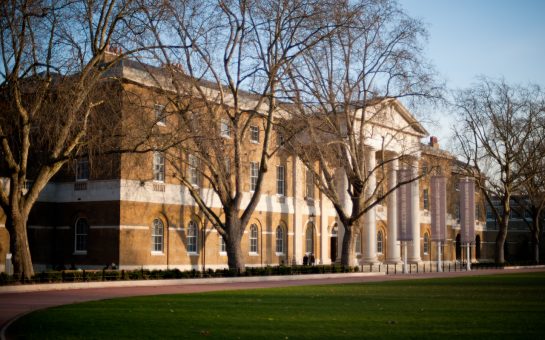 An image of the Saatchi Gallery which is visible through the trees