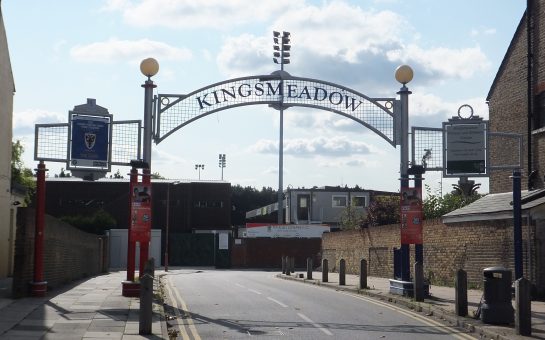 A picture of the outside of Kingsmeadow Stadium.