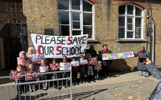 Children protest for their school to stay open