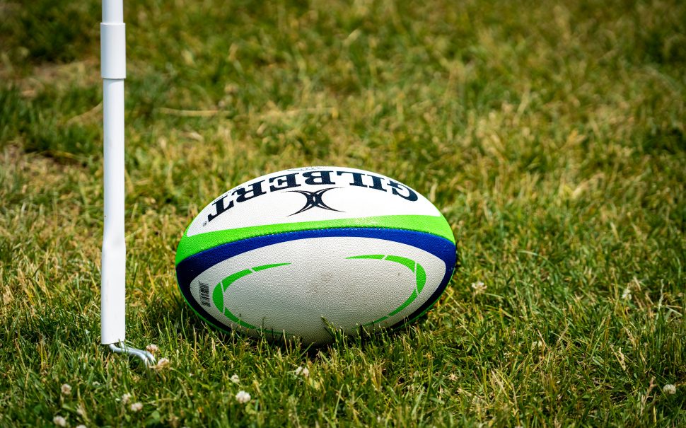 Rugby ball on the grass