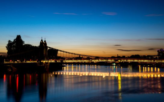 Hammersmith Bridge at night