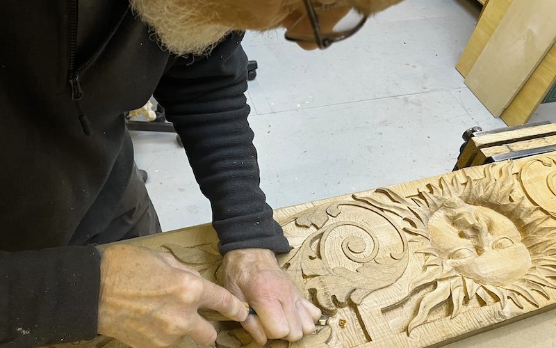 David Whetton carving a model