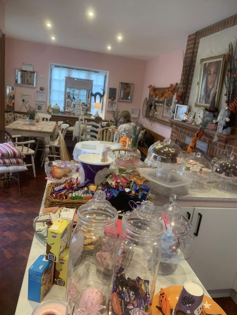 Sweet treats laid out on the counter of Lillie’s in the Garden tea room