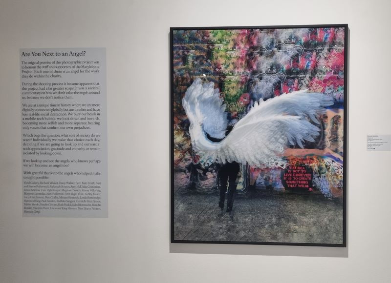 Photo of Honey J Walker's exhibition Are You Next To An Angel? for the Marylebone Project