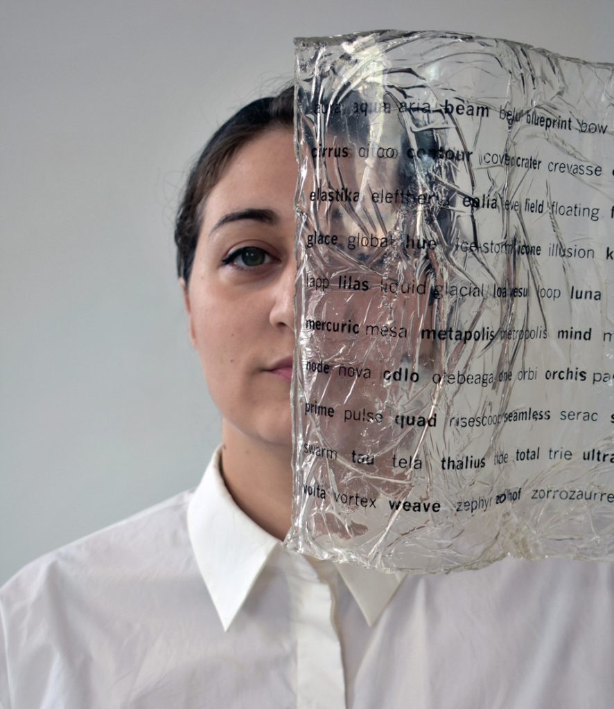 Astra Papachristodoulou with her poems.
Photo Credit: Astra Papachristodoulou