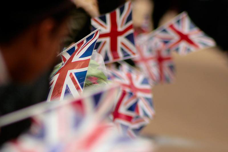 Union Jack flags waving