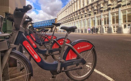 Santander (Boris) Bikes parked in London