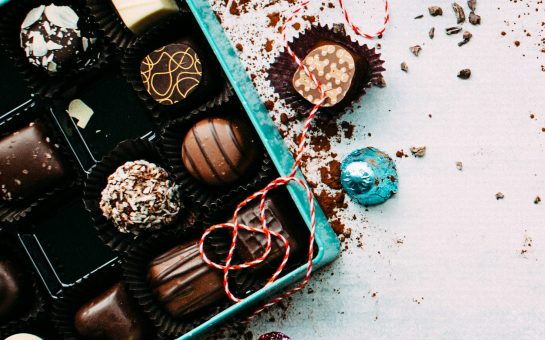 A variety of chocolates in a box