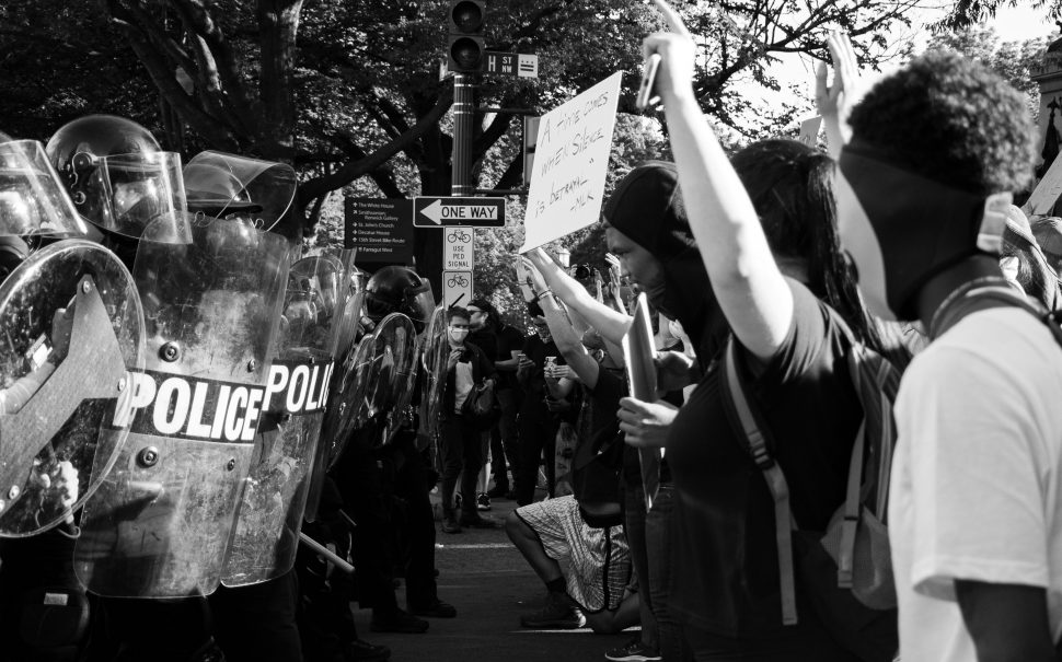 Police at climate protest