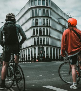 Two cyclists on a street