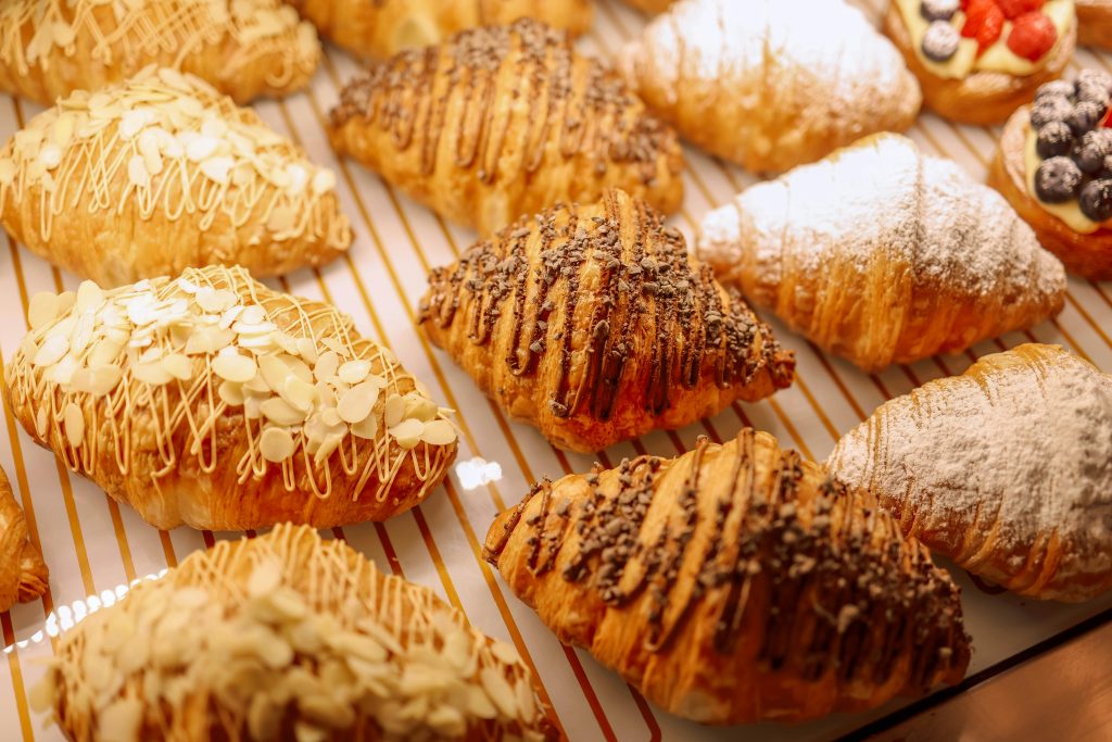 Display of a range of croissants