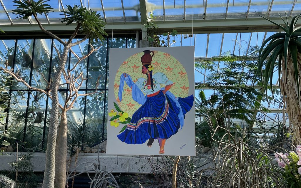 Gisella Stapleton's painting of a Peruvian dancer at Kew Gardens' Orchid Festival