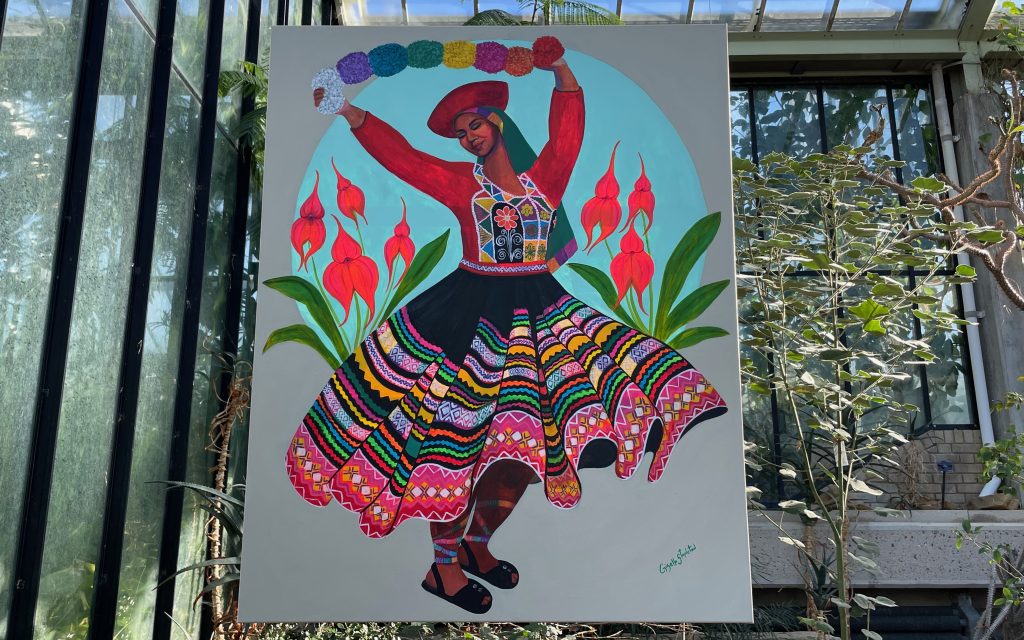 Gisella Stapleton's painting of a Peruvian dancer at Kew Gardens' Orchid Festival