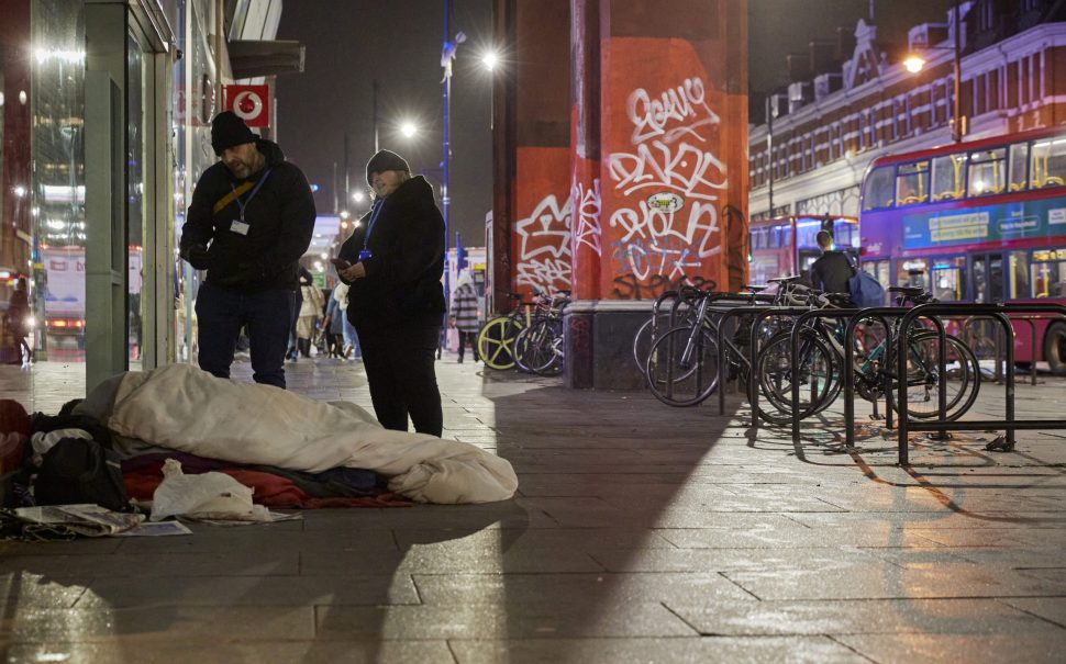 Lambeth's rapid response team talking to someone sleeping rough on the street