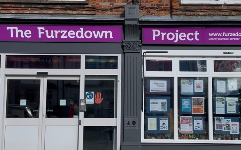 Exterior with sign of The Furzedown Project in Wandsworth