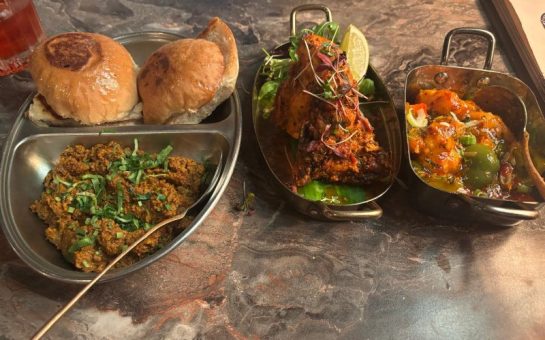 Starters on a table at Chook Chook Indian Railway Kitchen